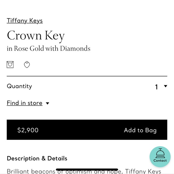 Tiffany & Co Crown Key Rose Gold Diamonds Charm - Picture 2 of 4